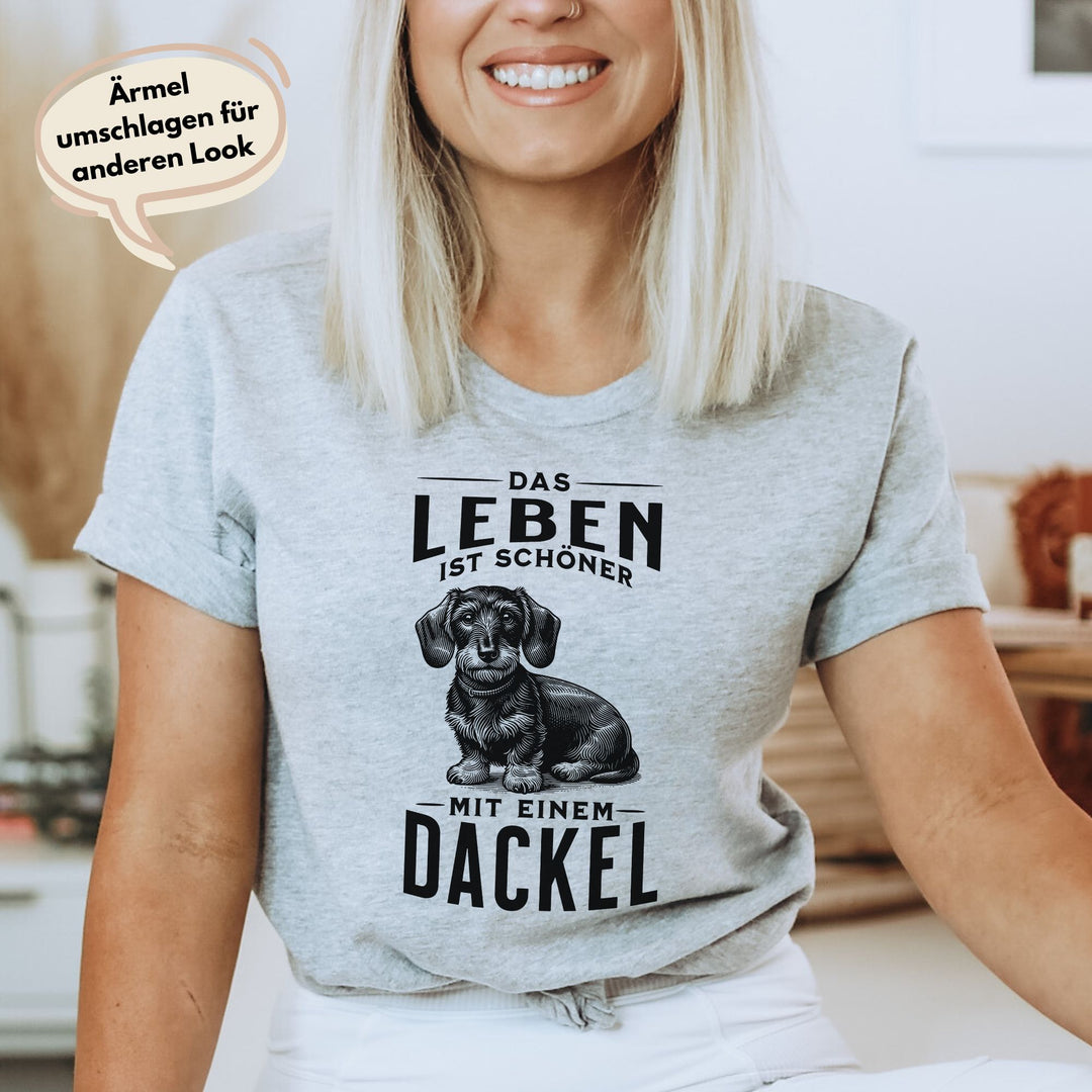 Leben mit Dackel (Rauhaar) - Bio Unisex T-Shirt