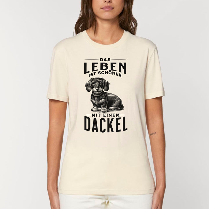 Leben mit Dackel (Rauhaar) - Bio Unisex T-Shirt