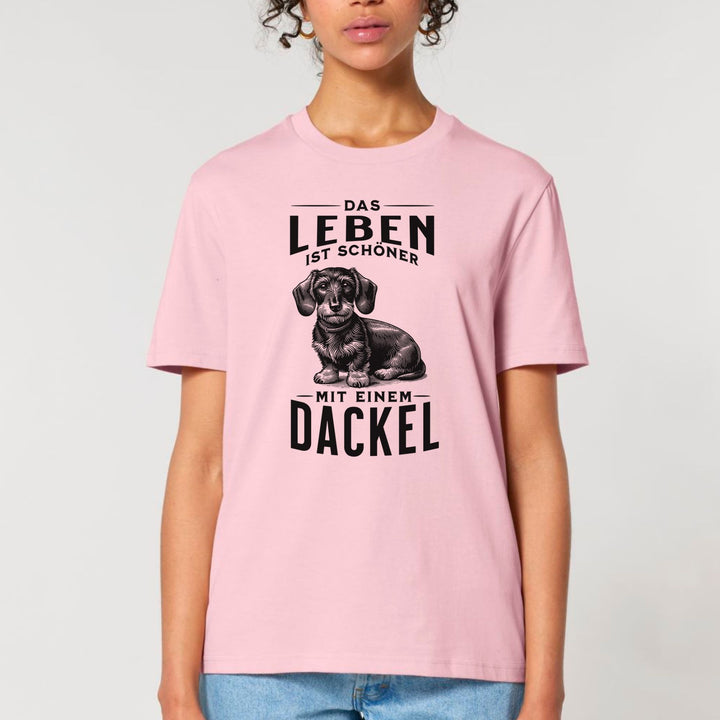 Leben mit Dackel (Rauhaar) - Bio Unisex T-Shirt