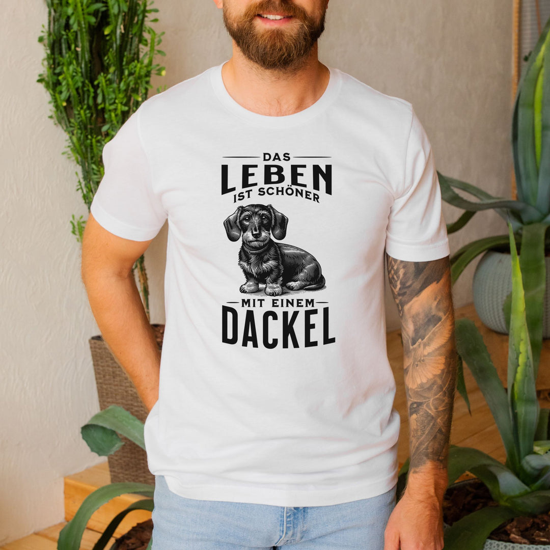 Leben mit Dackel (Rauhaar) - Bio Unisex T-Shirt