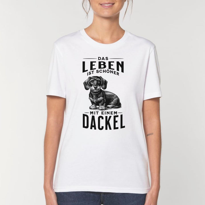 Leben mit Dackel (Rauhaar) - Bio Unisex T-Shirt