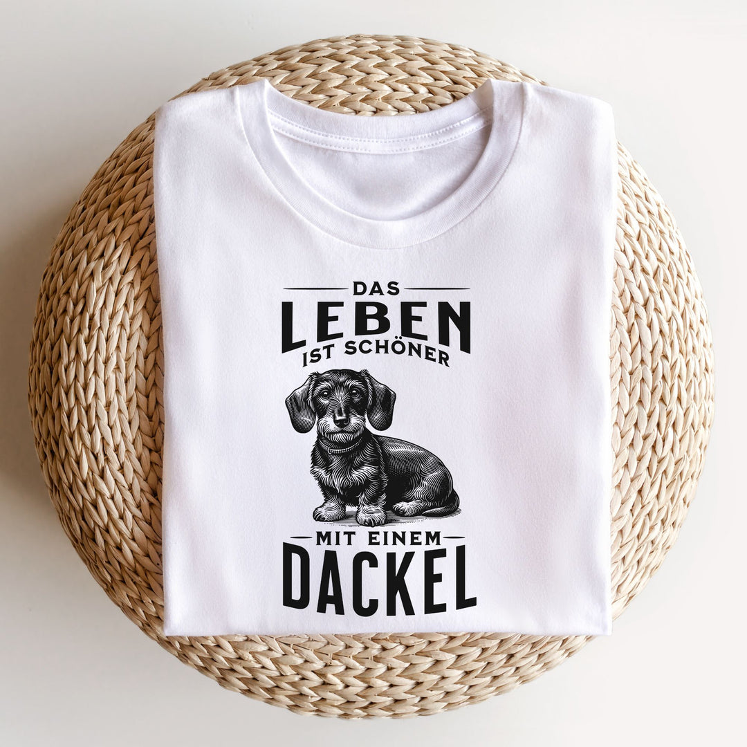 Leben mit Dackel (Rauhaar) - Bio Unisex T-Shirt