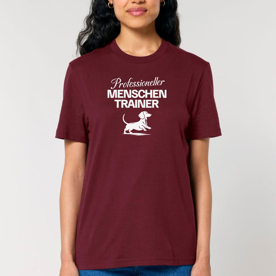 Dackelshirts Menschentrainer (Kurzhaar) - Bio Unisex T-Shirt Burgundy / S