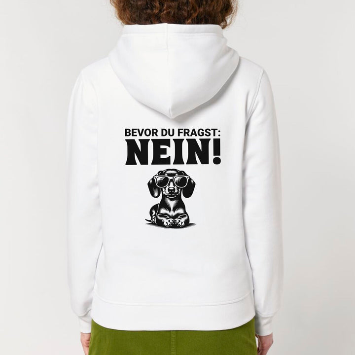 Dackelshirts Nein (Kurzhaar) - Bio Unisex Hoodie (Backprint) White / XS