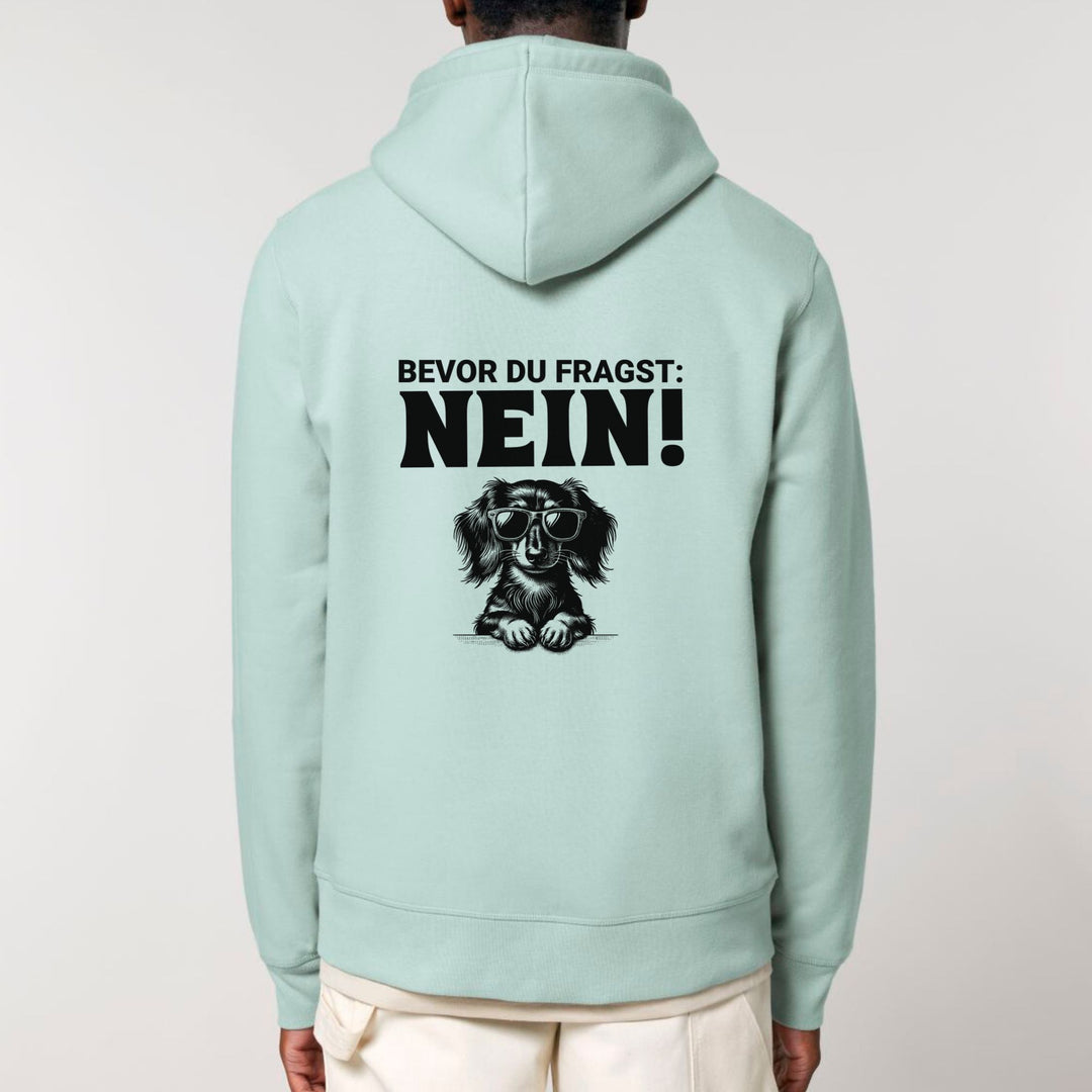 Nein (Langhaar) - Bio Unisex Hoodie (Backprint)