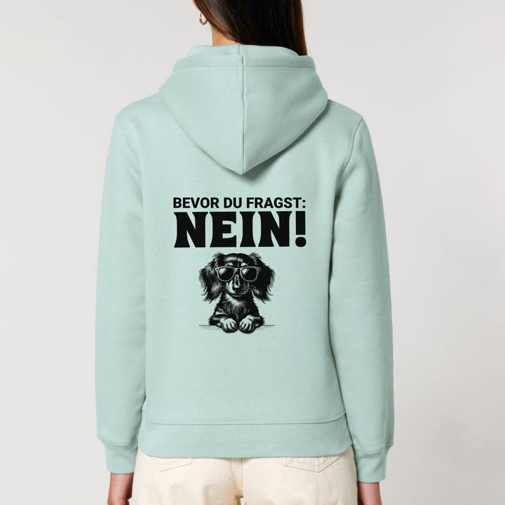 Nein (Langhaar) - Bio Unisex Hoodie (Backprint)