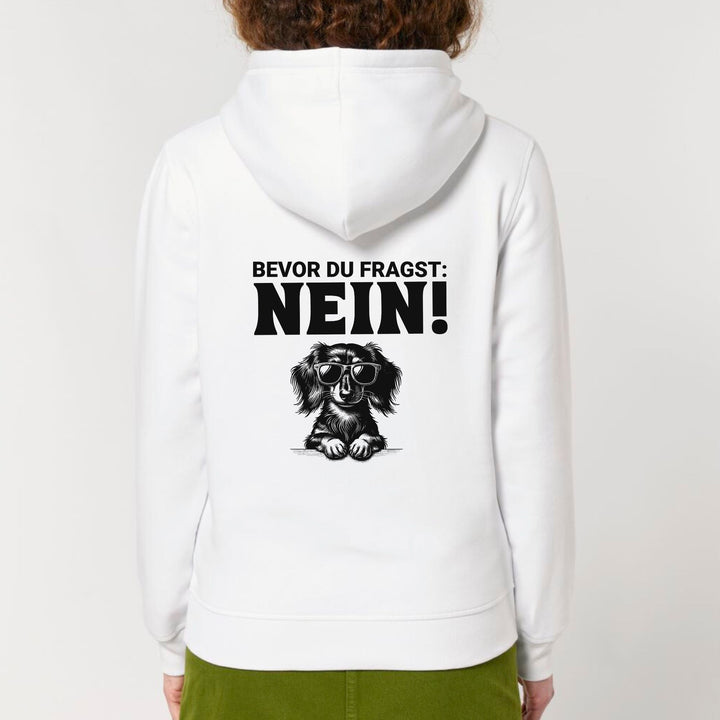 Nein (Langhaar) - Bio Unisex Hoodie (Backprint)