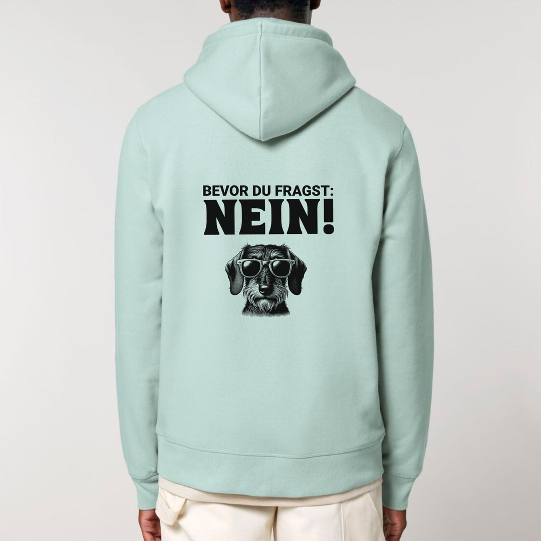 Nein (Rauhaar) - Bio Unisex Hoodie (Backprint)