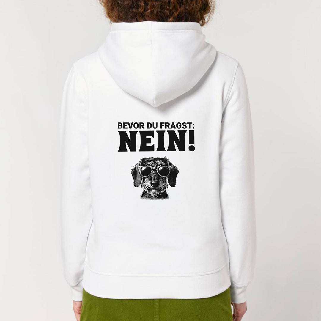 Nein (Rauhaar) - Bio Unisex Hoodie (Backprint)