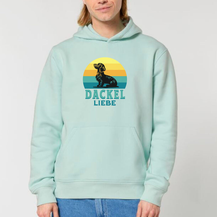 Retro Dackelliebe (Rauhaar) - Bio Unisex Hoodie