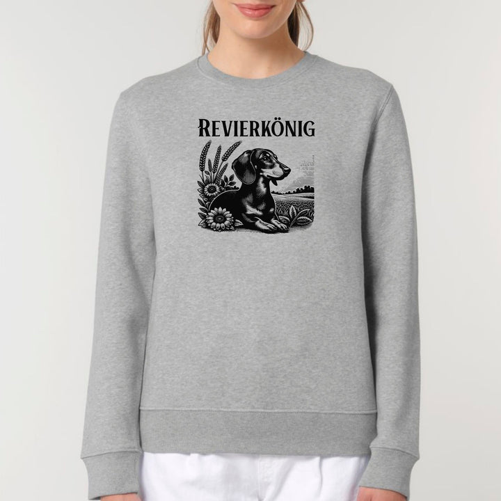 Dackelshirts Revierkönig (Kurzhaar) - Bio Unisex Sweatshirt Heather Grey / XS