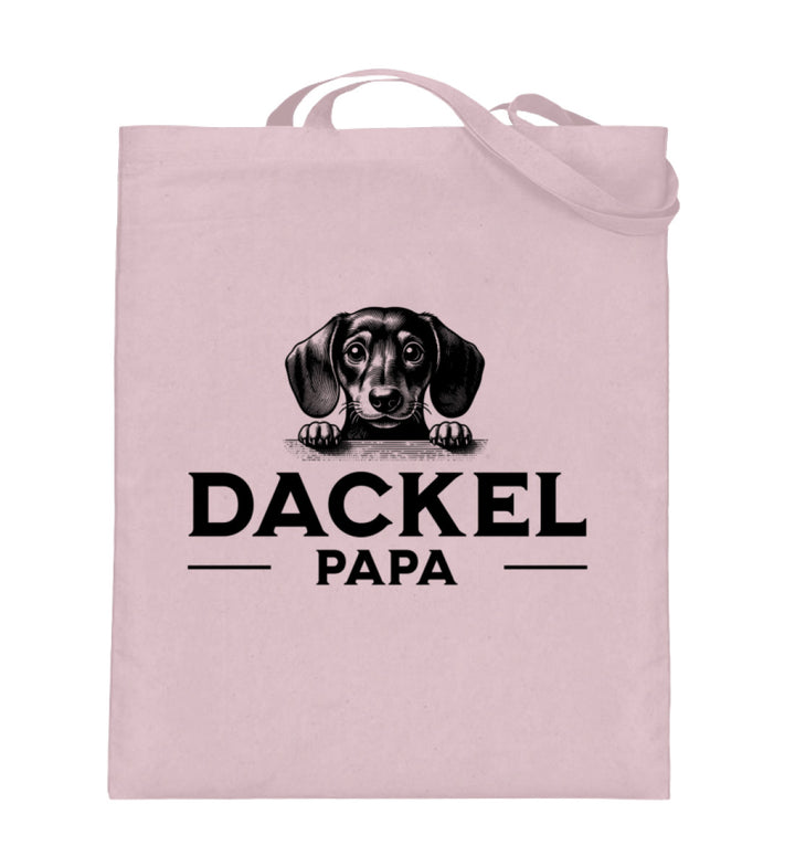 Dackelshirts Dackelpapa 3 (Kurzhaar) - Jutebeutel Helles Rosa / 38cm-42cm