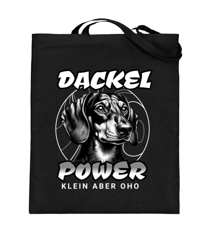 Dackelshirts Dackelpower (Kurzhaar) - Jutebeutel Schwarz / 38cm-42cm