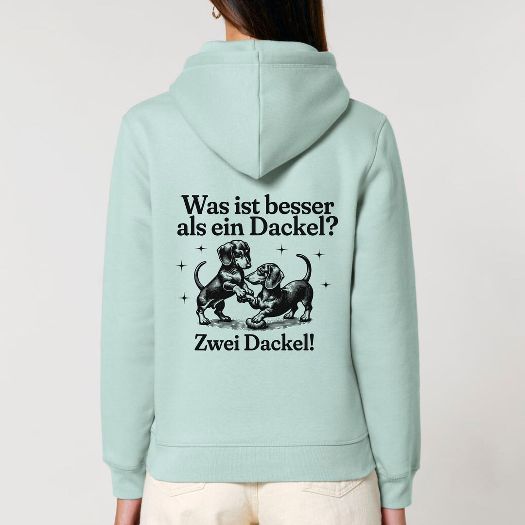 Dackelshirts Zwei Dackel (Kurzhaar) - Bio Unisex Hoodie Caribbean Blue / XS