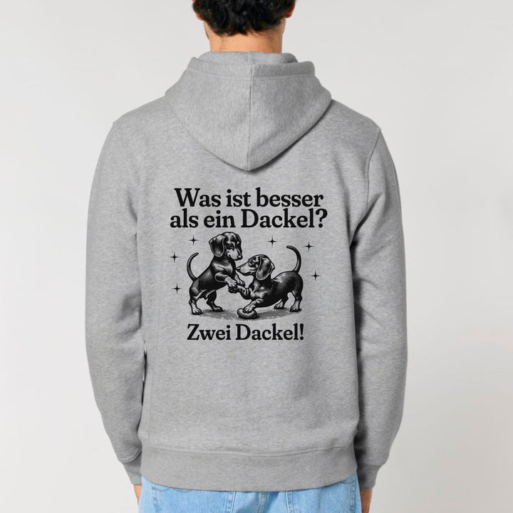 Dackelshirts Zwei Dackel (Kurzhaar) - Bio Unisex Hoodie Heather Grey / XS