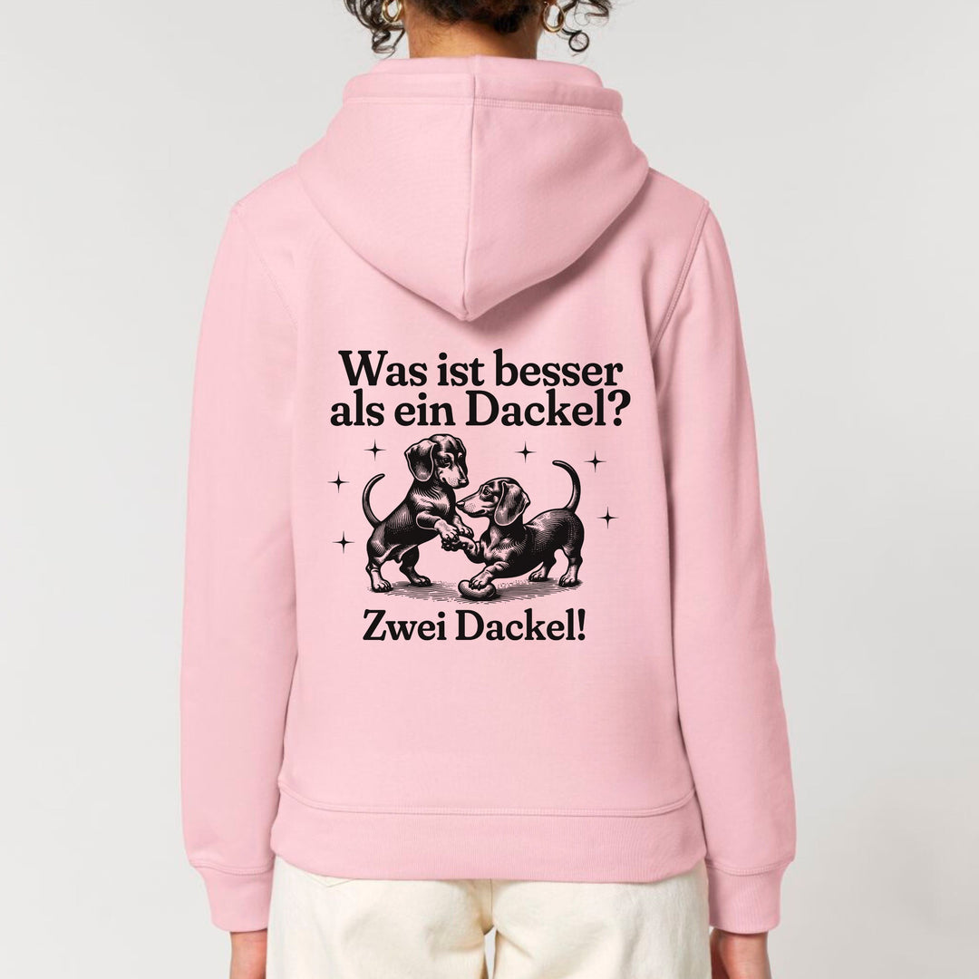 Dackelshirts Zwei Dackel (Kurzhaar) - Bio Unisex Hoodie Cotton Pink / XS