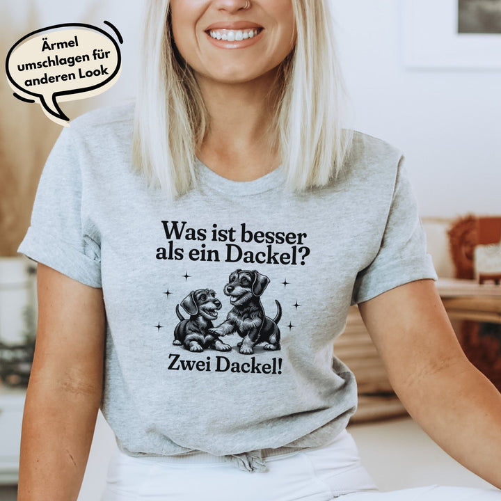 Dackelshirts Zwei Dackel (Rauhaar) - Bio Unisex T-Shirt Heather Grey / XS